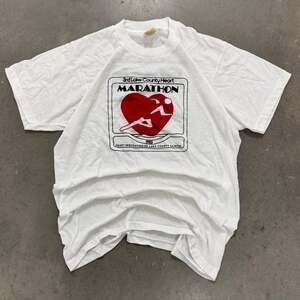 Vintage 1983 Lake County Heart Marathon T-Shirt White Single Stitch